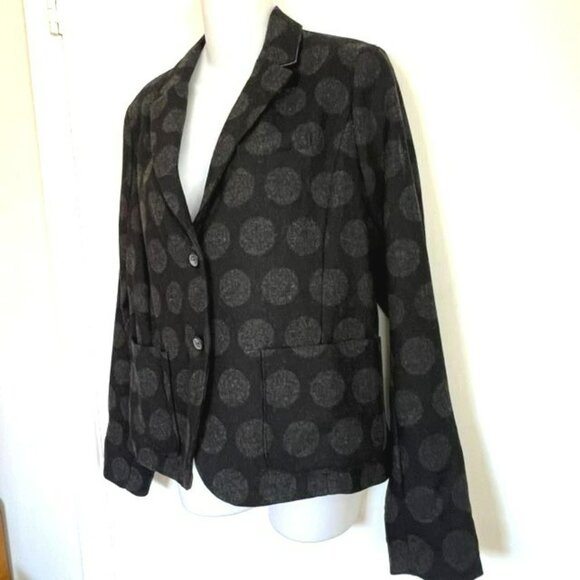 NWOT GAP BLACK & GRAY POLKA DOT WOOL BLEND ACADEMY BLAZER SIZE 10 - Picture 6 of 11